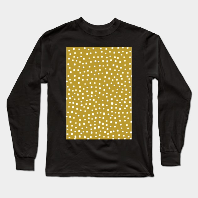 Mustard Yellow and White Spotty Polka dot Long Sleeve T-Shirt by OneThreeSix